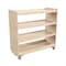 Flash Furniture Bright Beginnings Commercial Grade Space Saving 4 Shelf Wooden Mobile Classroom Storage Cart with Locking Caster Wheels, Kid Friendly Design, Natural MK-KE24114-GG - alternate 1